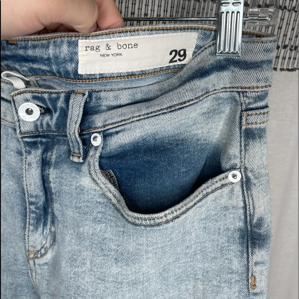 Rag & Bone Cait Mid Rise Skinny Jeans Light Wash Distressed